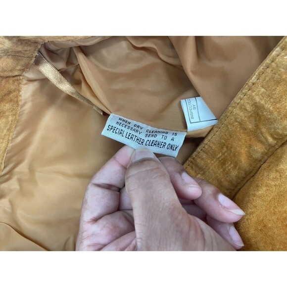 VTG 90s Suede Retro Boho Coachella Indie Knee Length Pencil Staple Chic Skirt 24 - Picture 6 of 12